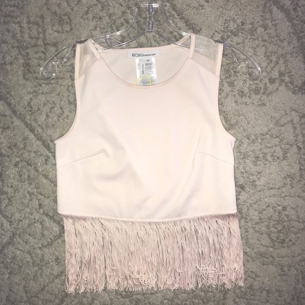 Bcbg fringe crop top